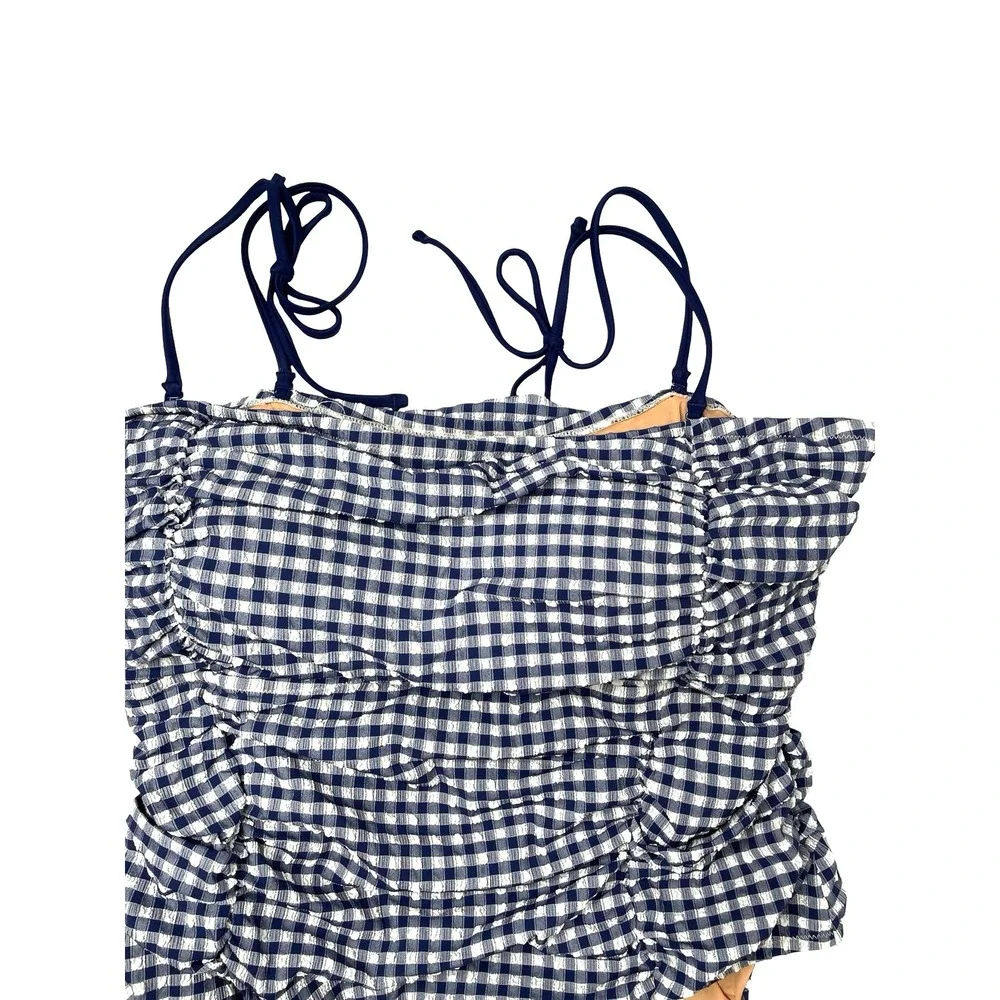 NEW J. Crew Ruched tie-shoulder one-piece swimsuit in classic gingham Size 24
